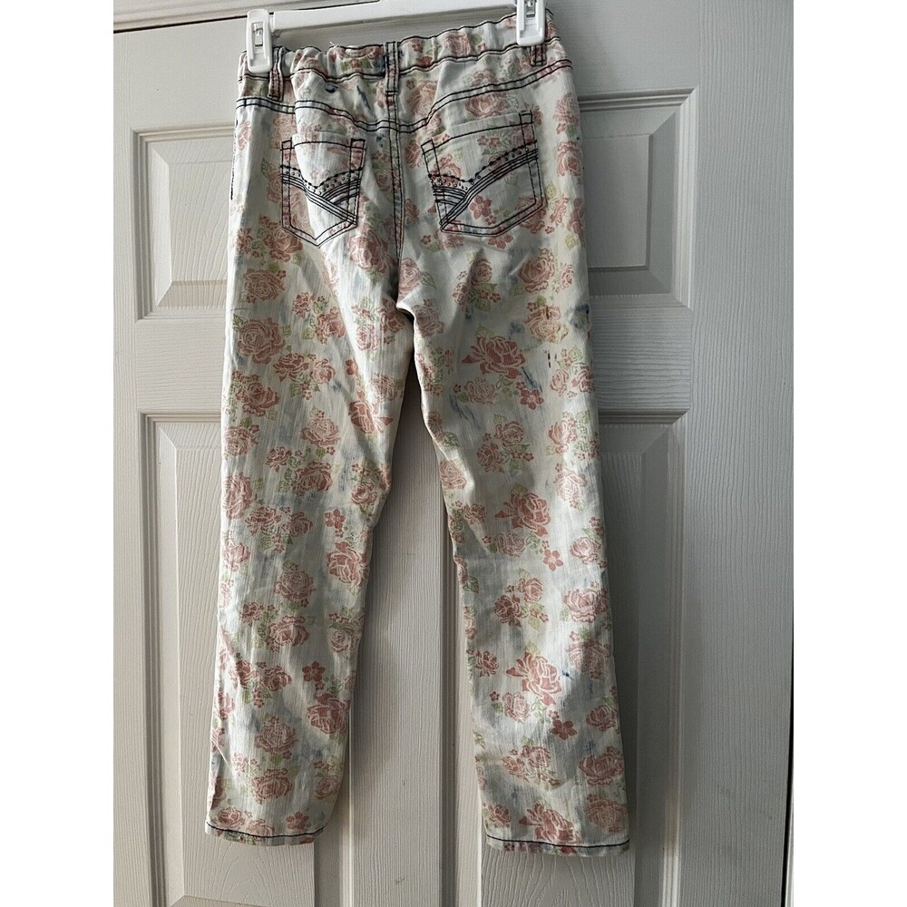 MUDD Light ANKLE Jeans Jeggings Antique Rose Pattern, Lt. Blue Size 14